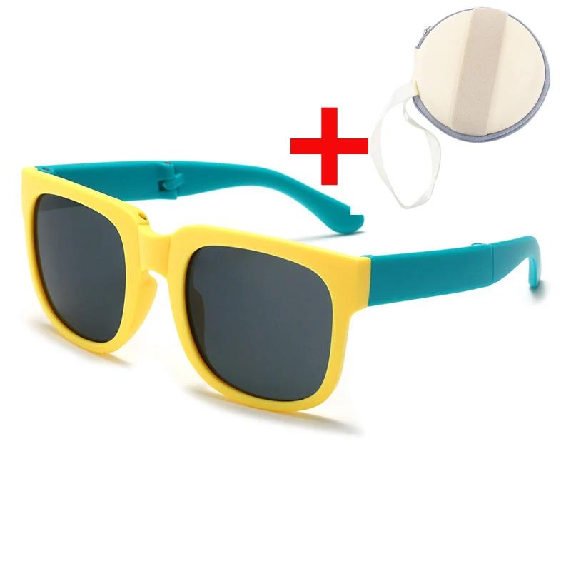 Kids Foldable Sunglasses with Box Outdoor UV400 Sun Glasses Eye Protection for Children Baby Boys Girls Ultraviolet Eyewear