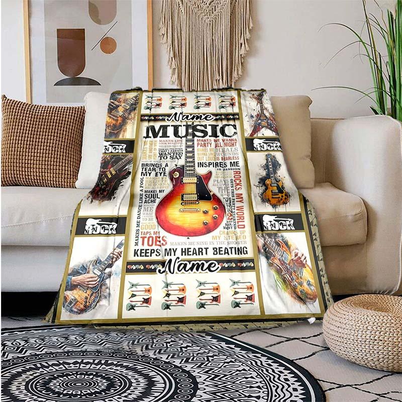 Love Of Music Customize Your Name Blanket Used For Chair Office Sofa Bed Camping Soft And Warm Giving Friends And Relatives Birthday Graduation Gift