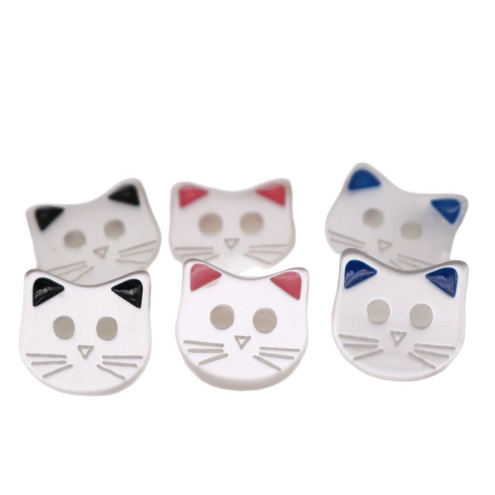 58 Styles of Cute Pink and Black & White Cat Cartoon Buttons for Children's Sweaters and Cardigans