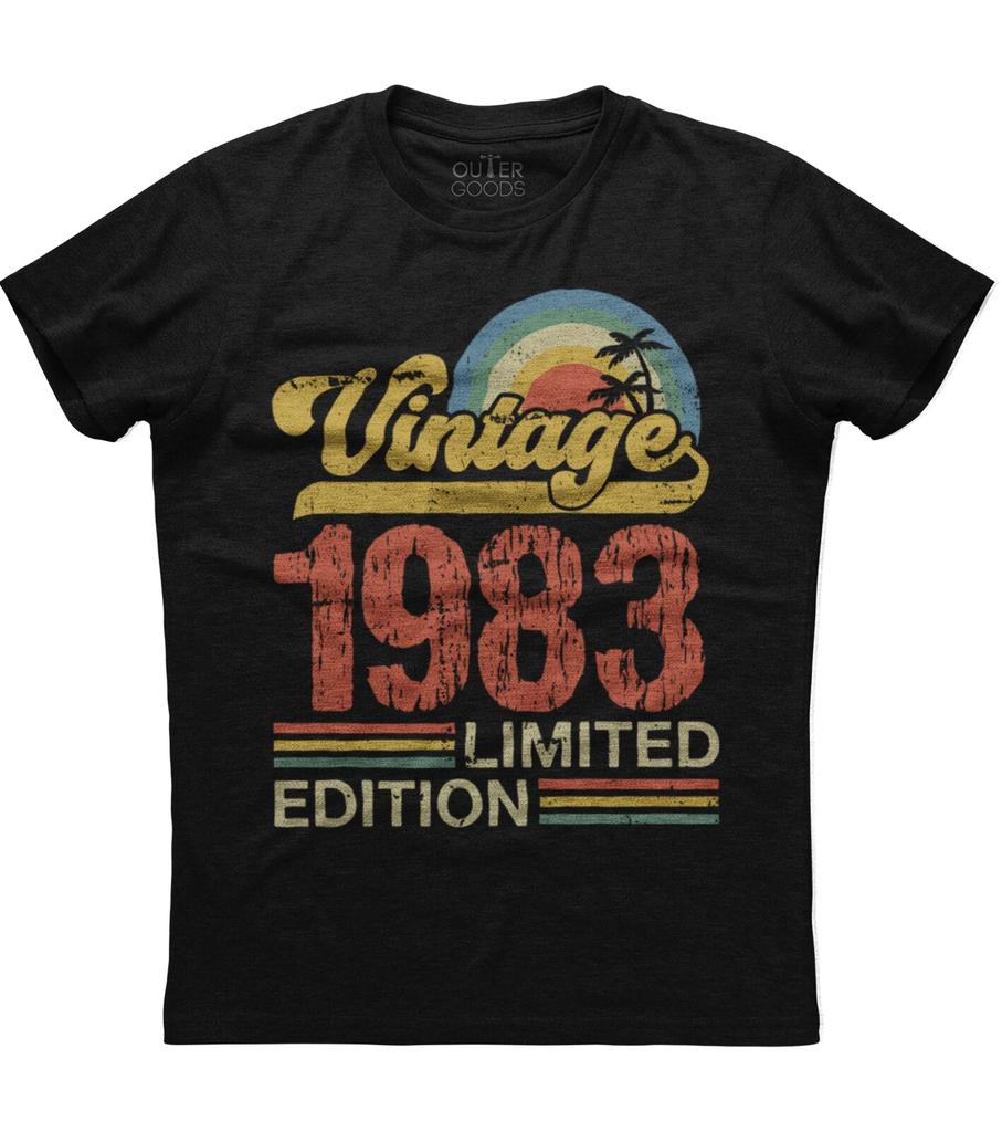 Birthday Gift Classic Old Vintage 1983 Limited Edition Rainbow Palm Tree T-shirt