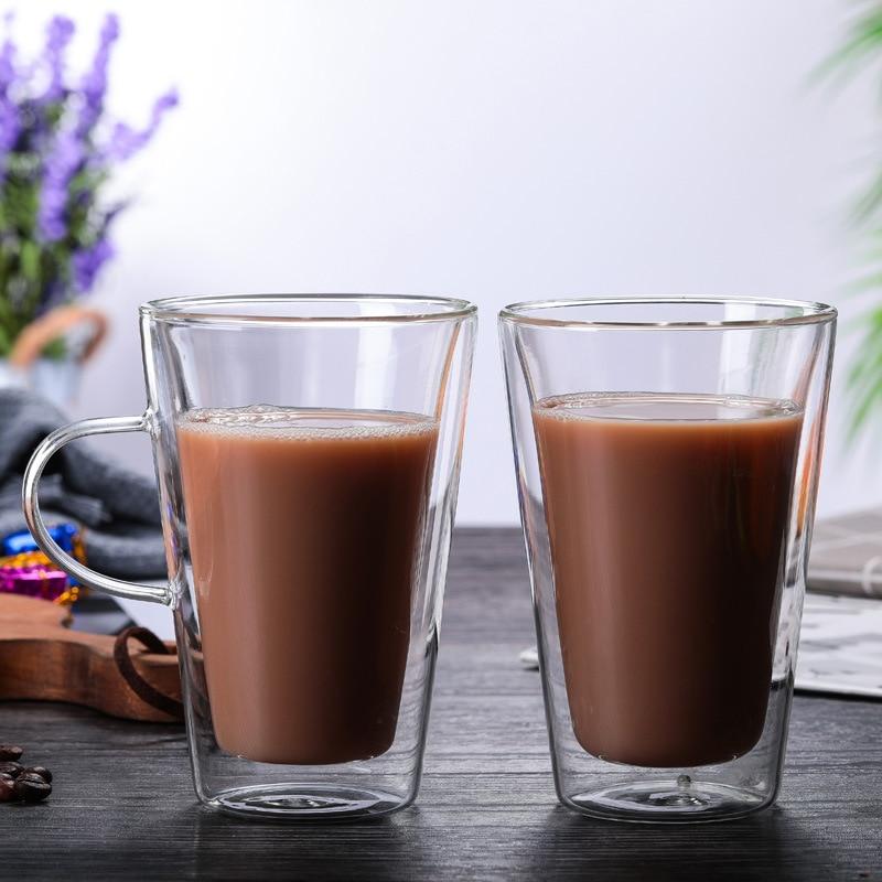 Double-wall Borosilicate Heat-resistant Glass Coffee Cup Insulated Milk Cup 380ml Without Handle