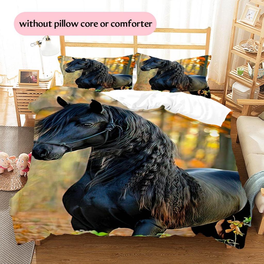 1PC Horse Bedding Quilt Set Quilt Cover Pillowcase Home Decoration Birthday Gift (1 * duvet cover + 2 * pillowcase, without core)