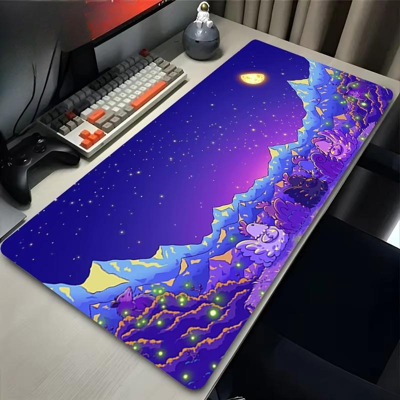 Psychedelic Sunset Mountain Large Gaming Mouse Pad Aesthetic Anime Style Desk Mat for Gamers