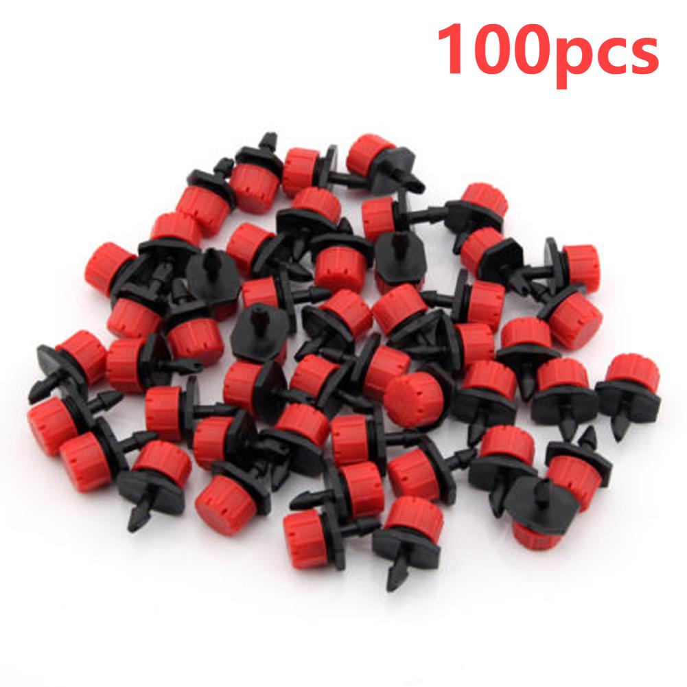 100pcs/bag Adjustable Irrigation Drippers Sprinklers 1/4'' Emitter Dripper Drip Micro Spray Rotating Nozzle for Watering System