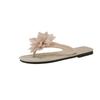 Seaside Vacation Wind Toe Flower Flip-flops Women's Flat-bottomed Cool Slippers Wear Non-slip Beach Shoes Summer