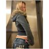Autumn Winter Vintage Brown Short Hooded Jacket Women's Full Sleeve Slim Detachable Fur Collar Warm Female Y2k Outwears