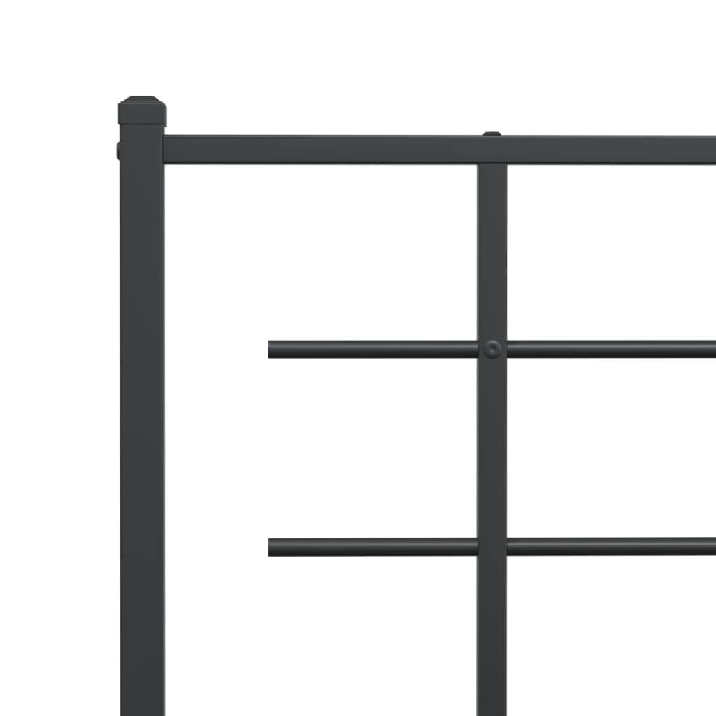 Vidaxl Metal Bed Frame with Headboard and Footboard, Black, 75X190 Cm