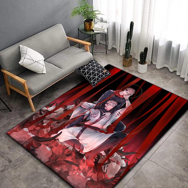 Jujutsu Kaisen Anime Rug Large,Carpet Rug for Living Room Bedroom Sofa Decoration,Doormat Kitchen Non-slip Floor Mat Picnic Camp