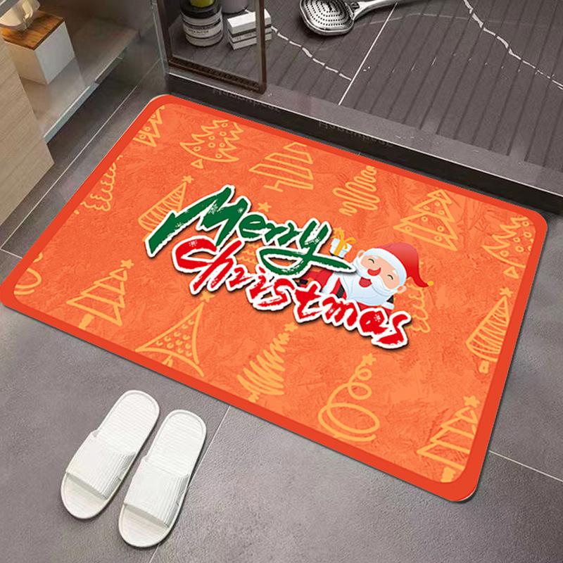 Christmas Festival Entrance To The Door Of The Diatom Mud Mat Waterproof Non-Slip Can Wipe Cartoon Home Mat