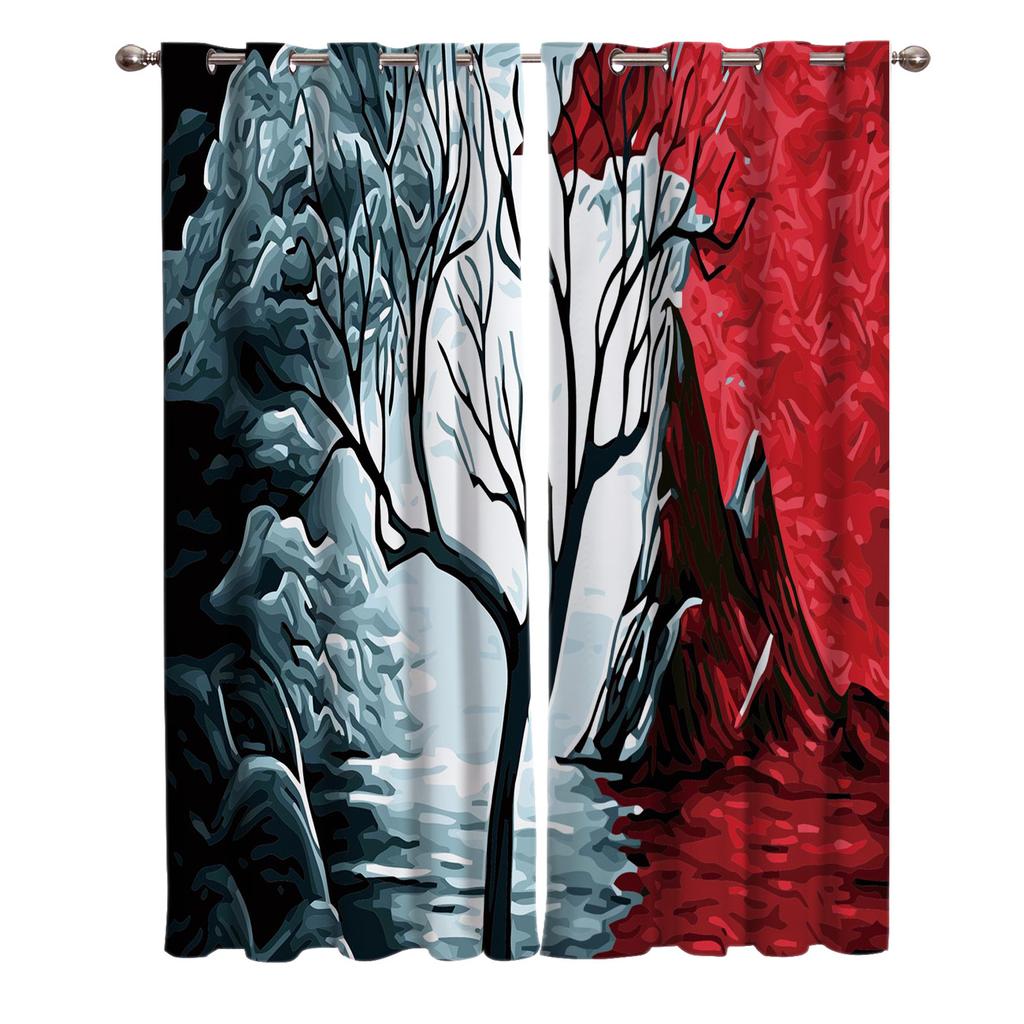 Horses Sunset Lake Scenery Window Curtains Bedroom Kitchen Decor Curtain Panel Window Curtains for Living Room