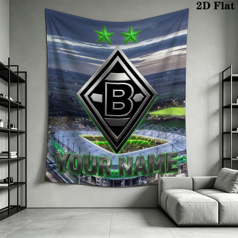 Custom Name Vfl Gladbach Wall Tapestry Aesthetic Wall Hanging Printed Fabric Blanket Decorative Tapestries for Bedroom Living Room Home Decor