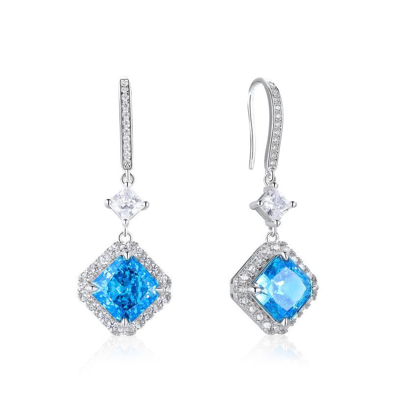 

Willson 11.8ct Square High-Carbon Diamond 925 Silver Earrings - European & American Light Luxury Style 925 Silver аквамарин