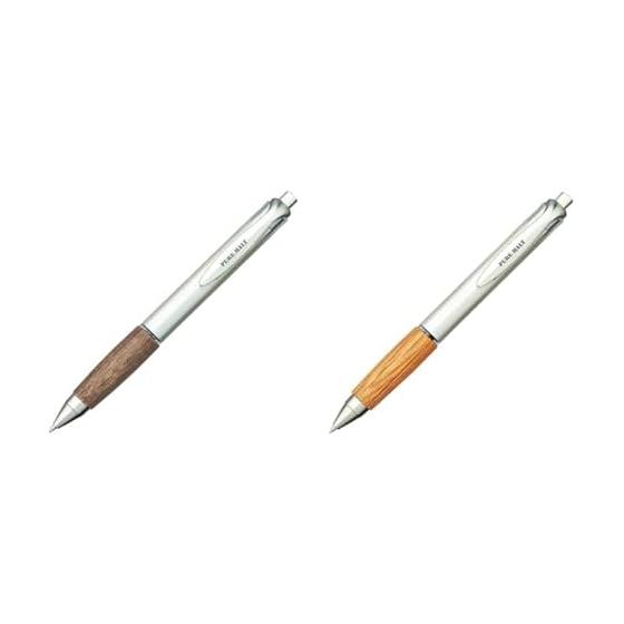 Mitsubishi Pencil Pure Malt Ballpoint Pen, Dark Brown UMN515.22 + Pure Malt Ballpoint Pen, Natural UMN515.22, Whiskey Barrel Material, Gel Ink, Knock