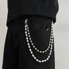 Mode Doppellagige Hosenkette Hip Hop Geschenk Strass Perlen Schlüsselanhänger Imitation Perle Hosen Jeans Kette Herren