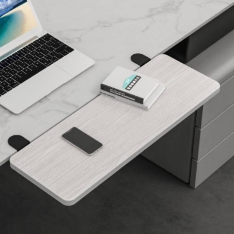 Folding Desk Extension with Wide Hand Rest Board No-Hole Installation Cold-Rolled Steel Support for Extra Workspace