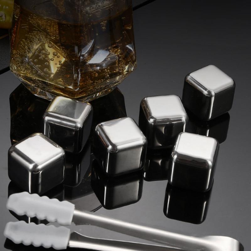 12pcs Stainless Steel Ice Cubes Beer Wine Cooler Reusable Chilling Stones Vodka Whiskey Holders Keep Drinks Cold Party Bar Tools