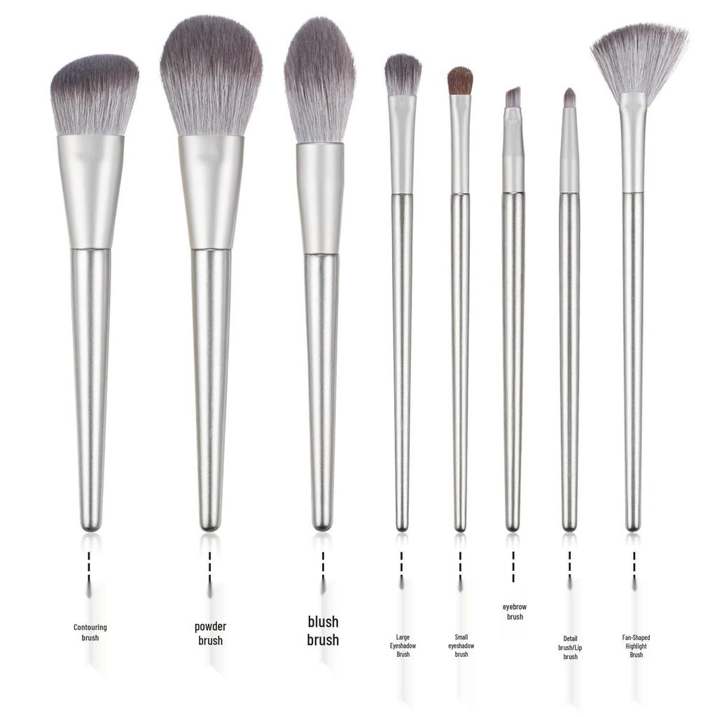 8-Piece Animal Hair Makeup Brush Set for Beginners - Complete Eye Shadow Tools