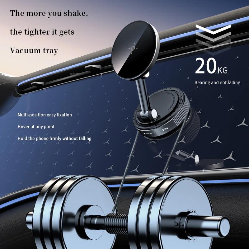 Magnetic Car Mount Mobile Phone Holder Vacuum Adsorption 360 Degree Rotatable for iPhone 16 15 14 13 12 11 Pro Max Samsung