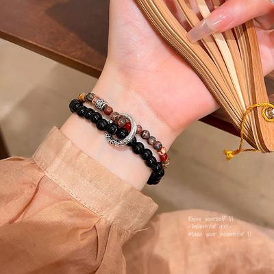 New Chinese Style National Style Safety Buckle Color Matching Bracelet Women's Year New Bracelet Couple Hand Jewelry Retro Jewelry