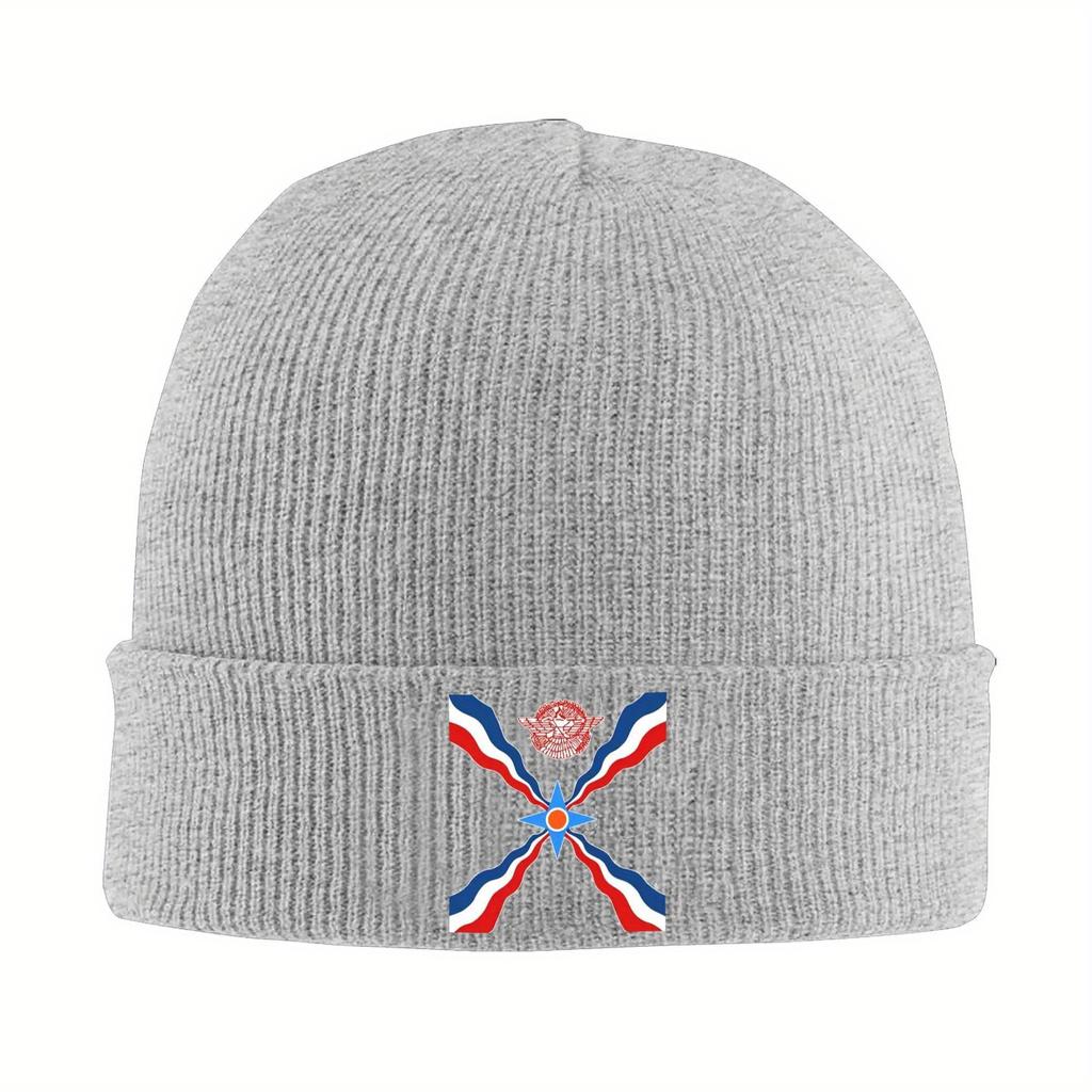 Assyrian Flag Naramsin Knitted Hats Autumn Winter Beanie Warm Aramean Proud Caps  Acrylic Hot Sale Skullcap