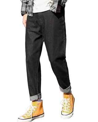 Soinnga Men's Sarouel Denim Pants, Wide Leg Jeans