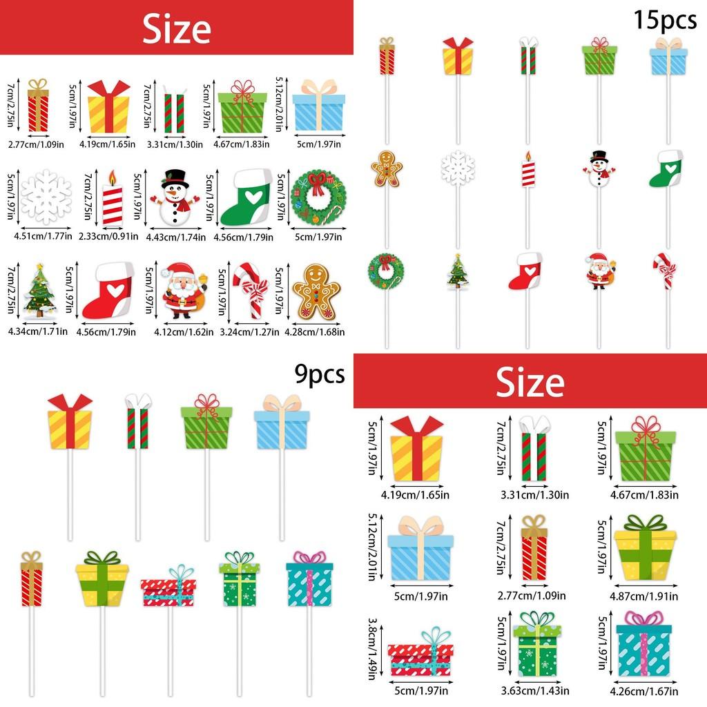 Christmas Party Cake Flags Plugin Set With Cartoon Design For Holiday Celebration And Dessert Decor