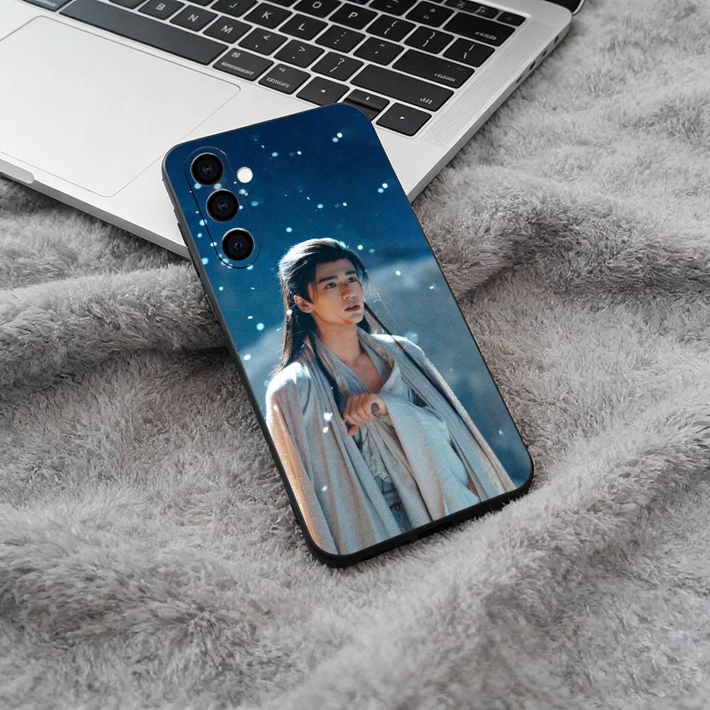 X-Xie Zheng&Fan Changyu Black Soft Silicone Phone Case for Samsung Galaxy A73, A71, A72, A70, A53, A52, A51