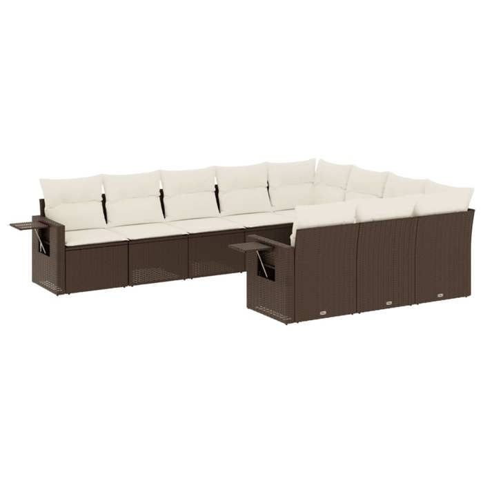 VidaXL Salon de Jardin avec Coussins 10 pcs, Canapés de Terrasse, Ensemble de Meubles de Patio, Mobilier d'Extérieur, Marron 3253030