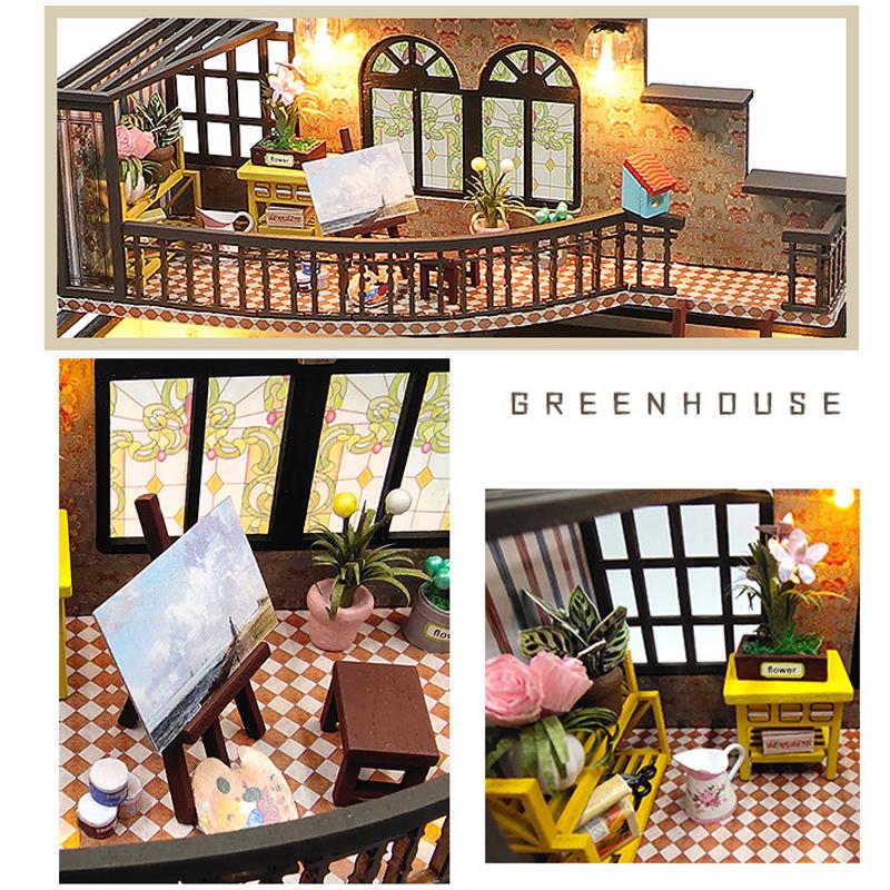 Holzpuppenhaus 3D Puzzle Montage Bausatz Produktion Kleines Zimmer Spielzeug Heim Schlafzimmer Dekoration Mit Möbeln Geschenke