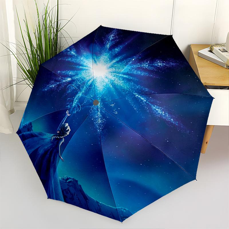 

Elsa,Frozen Themed Automatic Opening and Closing Folding Umbrella, Reinforced 8 Ribs, Compact Travel Design, Fashionable Folding Umbrella, V