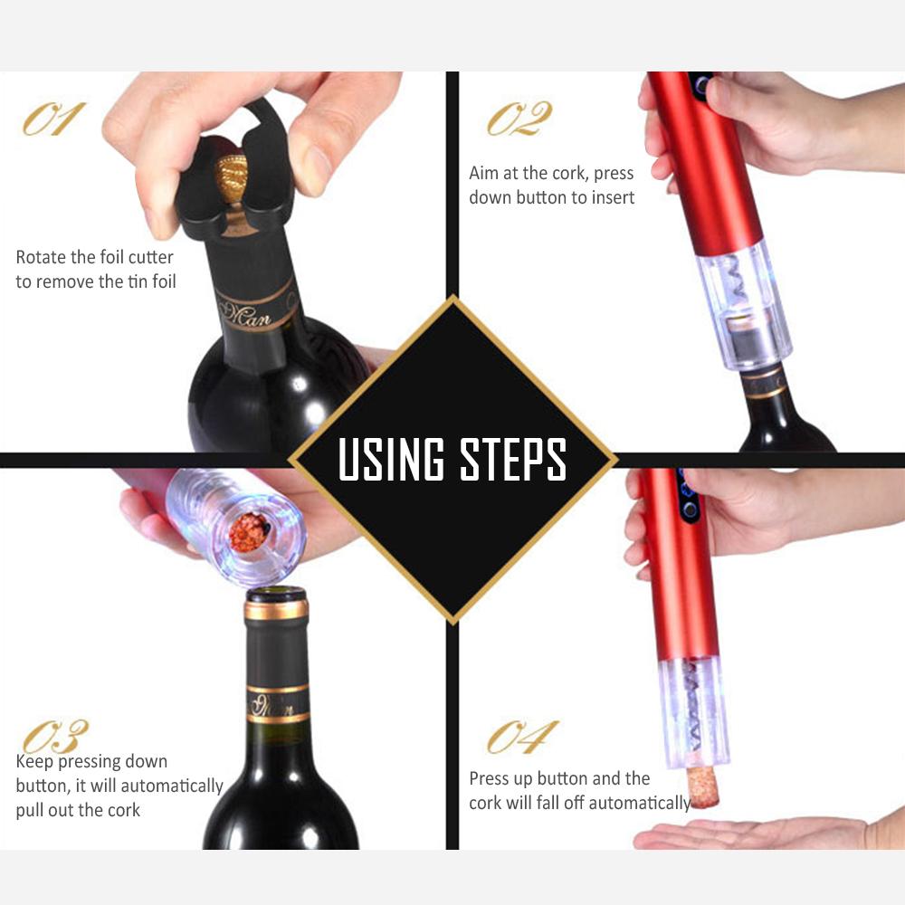 Electric Wine Opener with Foil Cutter Easy Operation Portable 2800mAh Rechargeable Wine Opener Automatic Electric Wine Bottle Corkscrew for Home Part
