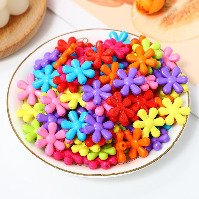6 Solid Color Mixed 3D Designs Loose Beads With Hole Flower Star Strawberry Shape DIY Crafted for Jewelry Making Pendant  Jewelry Accessory