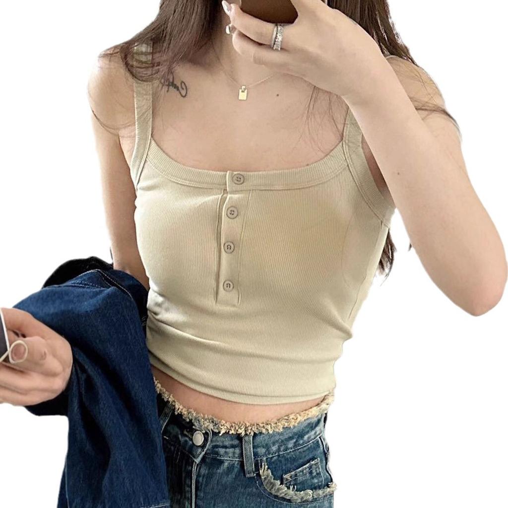 Rayon Weste Neuer Faden Baumwolle Kurzes Brustpolster Einfarbig Neckholder Außen zu tragen Der Unterrock