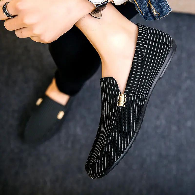 Male Casual Shoe Slip-on Light Stripe Common High Quality Men's Leather Shoes Fashion Elegant Adults Shipping Free In Promotion