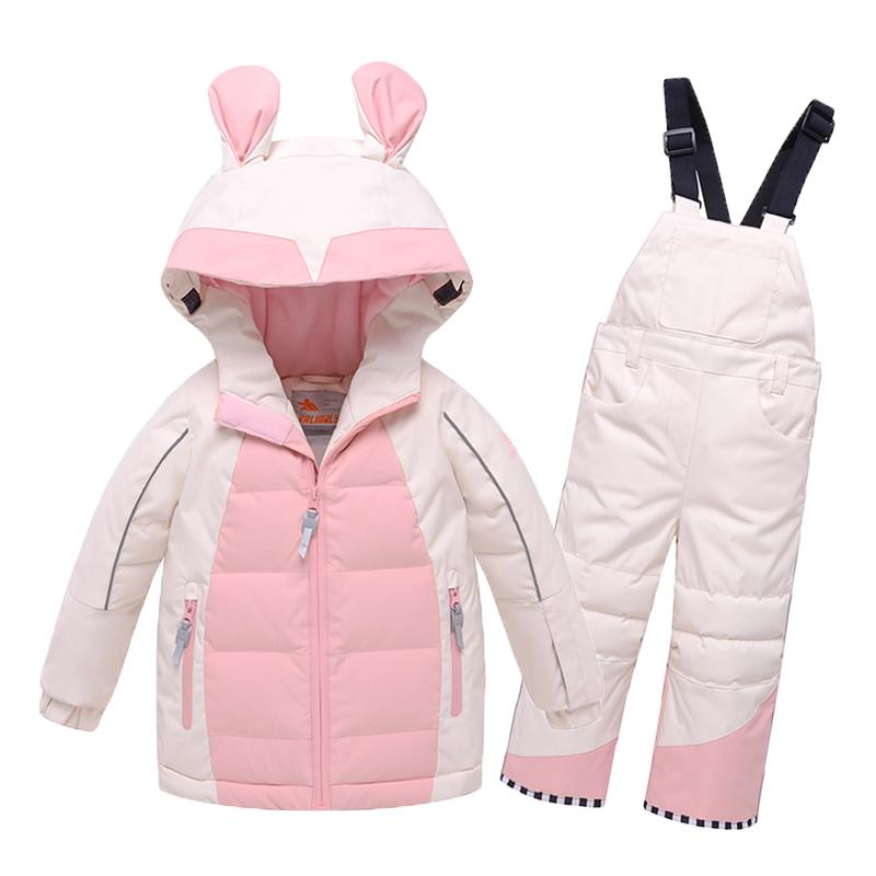 Vinter Barnesett VALIANLY Snødress Varme Skisett Jenter Skidress Skijakke Bukser Vanntette Vinterbarneklær