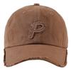 Hat Cap Cool Sports Simple Casual Distressed CZ489 [White Fang] Men's Women's (Brown)