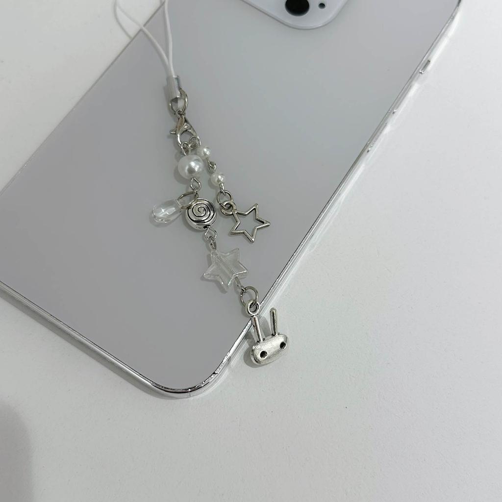 Stylish Heart Phone Chain Ornament Beaded Cellphone Pendant Phone Lanyard Bag Charm for Fashionable Individuals
