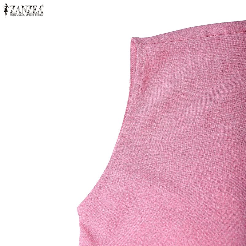 ZANZEA Kadın Günlük Yuvarlak Yaka Düz Renk Kolsuz Atletler