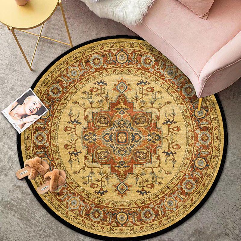 Bohemian Round Living Room Carpet Retro Decoration Bedroom Easy Cleaning Non-slip Rug Lounge Coffee Tables Washable Floor Mat