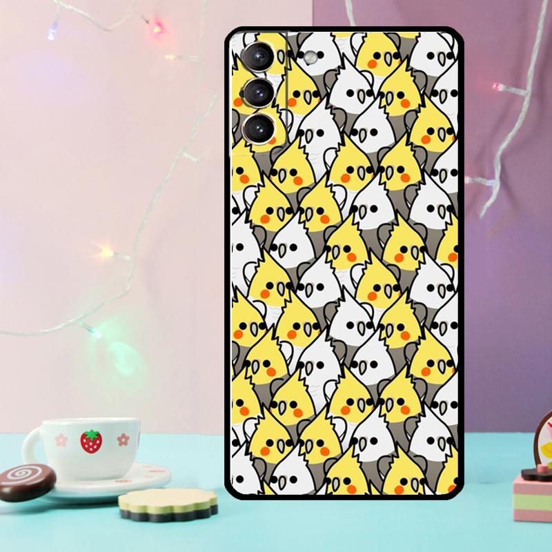 Cartoon Cockatiel Collage Phone Case For Samsung Galaxy S25 Ultra S20 S21 S22 S23 Plus S9 S10 S25 FE S24 Ultra Cover