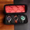 3 Slots Watch Travel Case, Travel Watch Organizer Case with Soft Foam Pillow, Durable Red Microfiber Lining,Sleek Des