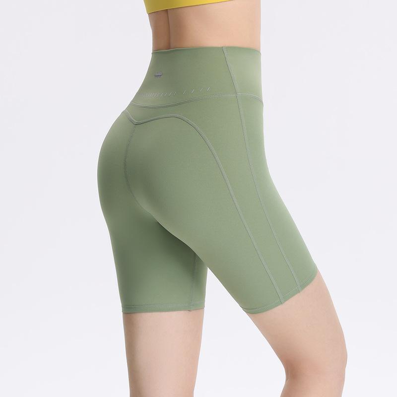 

Sports shorts New nude yoga shorts High waist hip lift belt Pocket fitness cycling pants Belly seamless body sculpting pants S