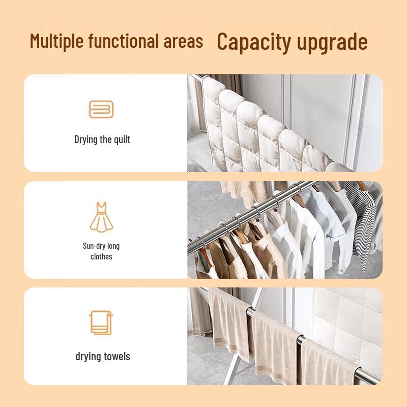 NICHUANG Telescopic Folding Stainless Steel Clothes Drying Rack