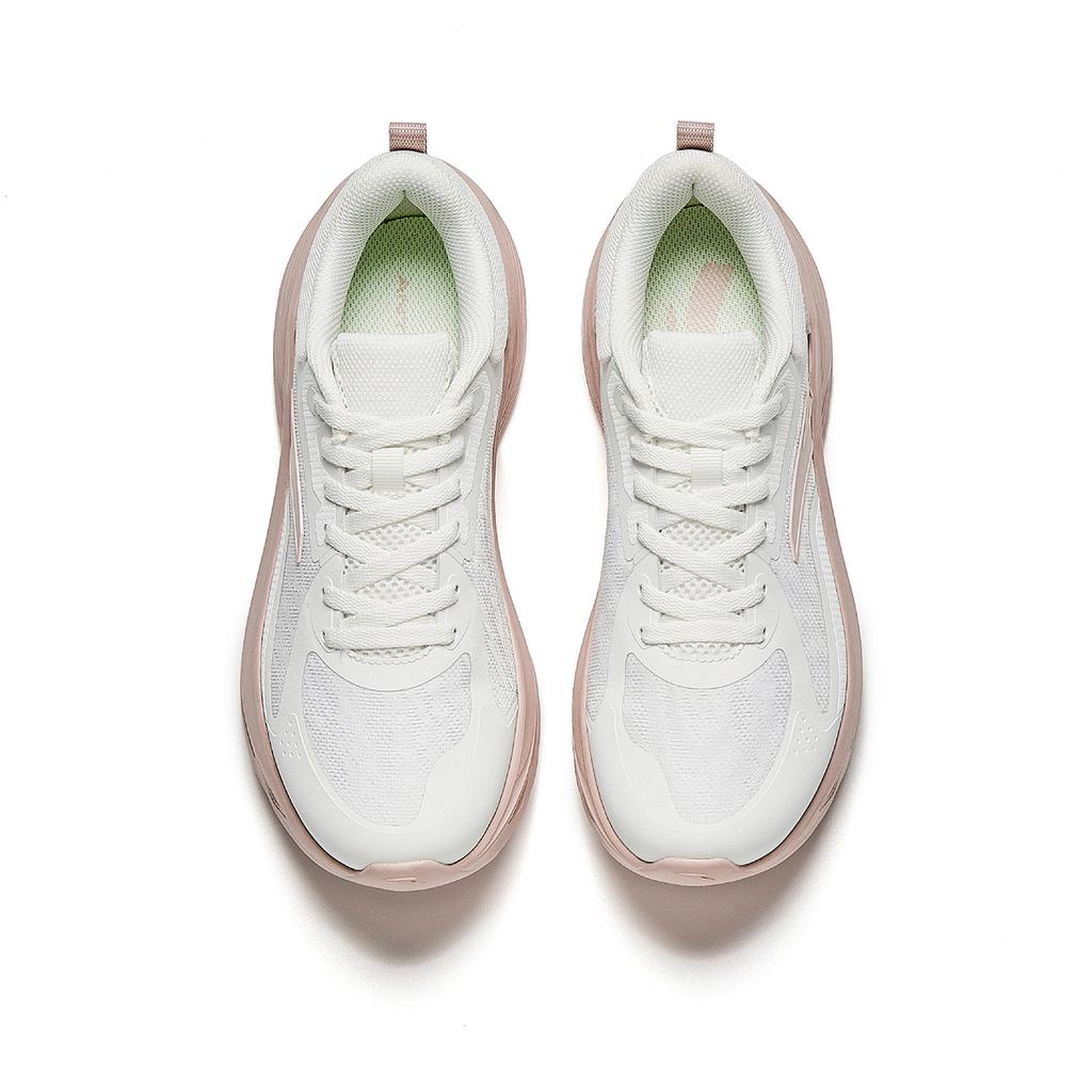 Anta Yichun Simple Versatile Rebound Height Increasing Lightweight Breathable Low Top Casual Running Shoes Women Sneaker White Pink 922545531-2