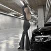 2024 European & American Slim-Fit Sports Set: High-Waisted Flared Pants & Long-Sleeve Top for Women