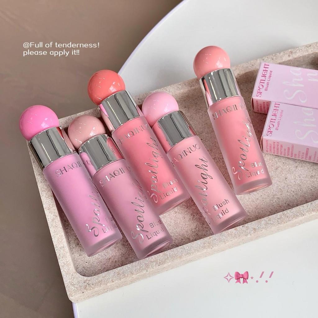 SHAQINUO Radiant Liquid Blush & Highlighter Duo 12h Dewy Glow Lightweight Water-Gel Buildable Mirror