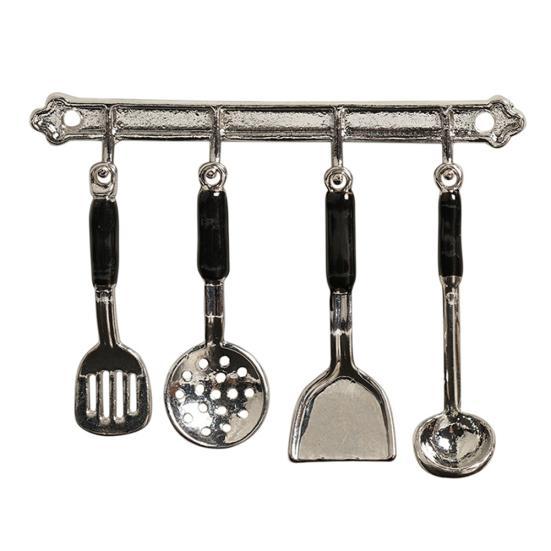 

5 шт. Кухонний ляльковий будиночок Мініатюрна ложка лопатка кухонне приладдя Інструменти Набір DIY Аксесуари срібний