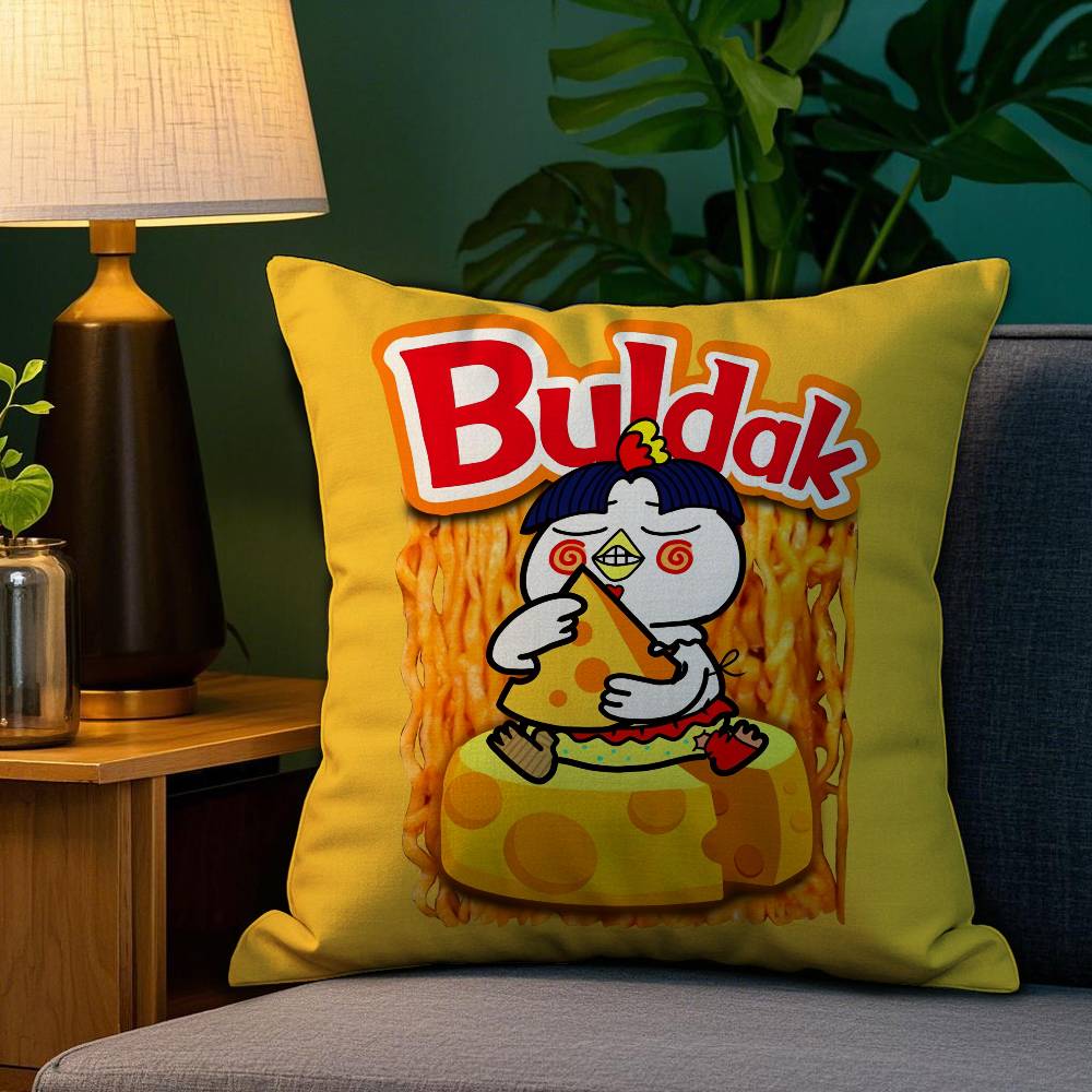 Kwaii Anime B-Buldak RameSn Povlak na polštář Plyšová látka Měkký oboustranný potisk Domácí pohovka Vysoce kvalitní povlak na polštář Přehoz