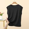 T-shirt da donna estiva in modal senza maniche, tinta unita, vestibilità larga, leggera, base per layering, casual per uso quotidiano, maglietta base, canottiera