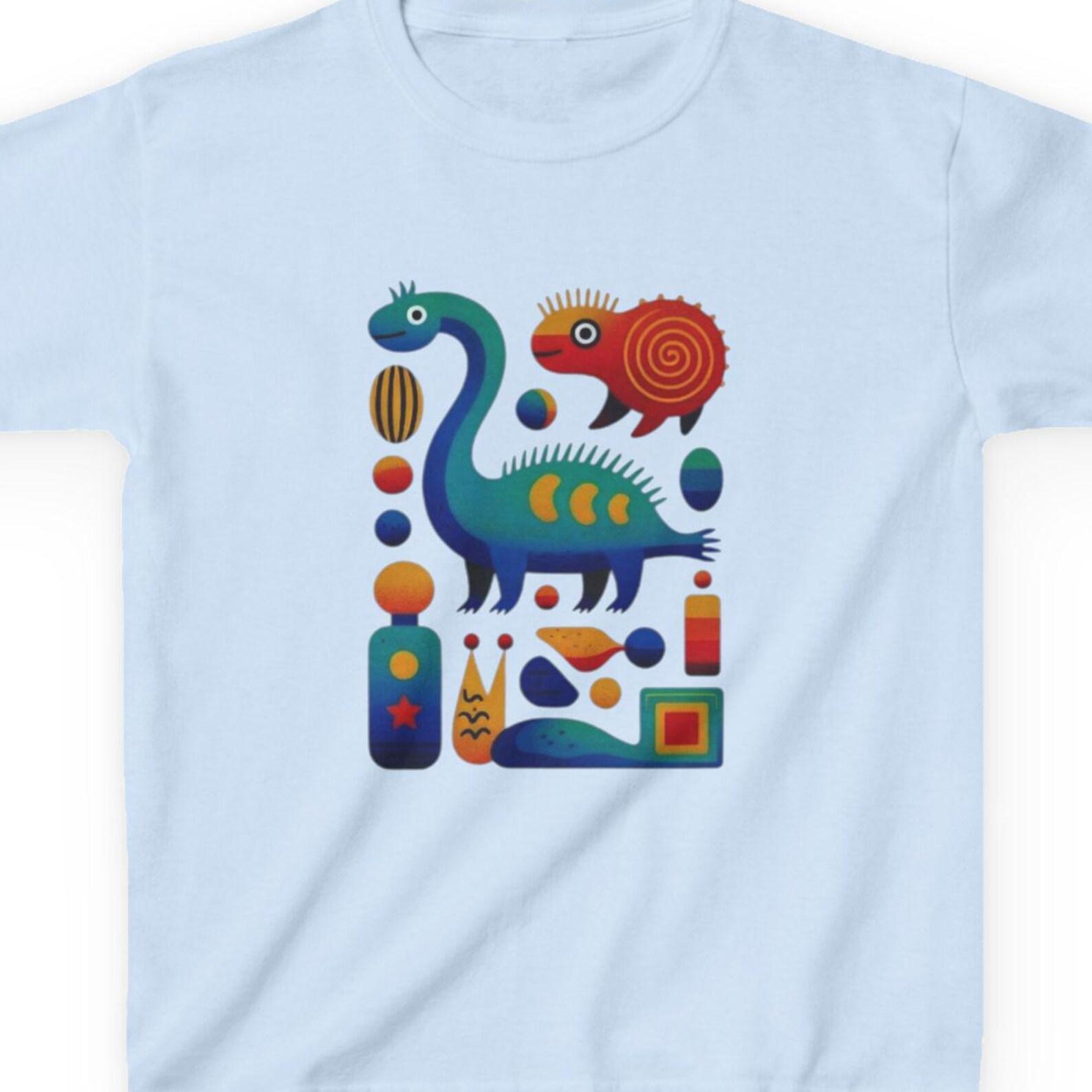 Dinosaur & Friends Kids T-shirt | Retro Shapes, Playful Dino 150